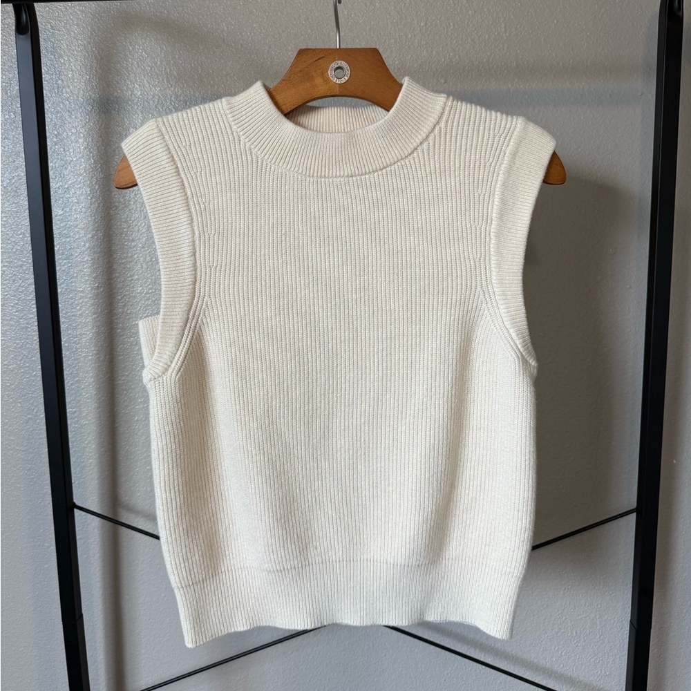 Cream Crew Neck Sweater Vest